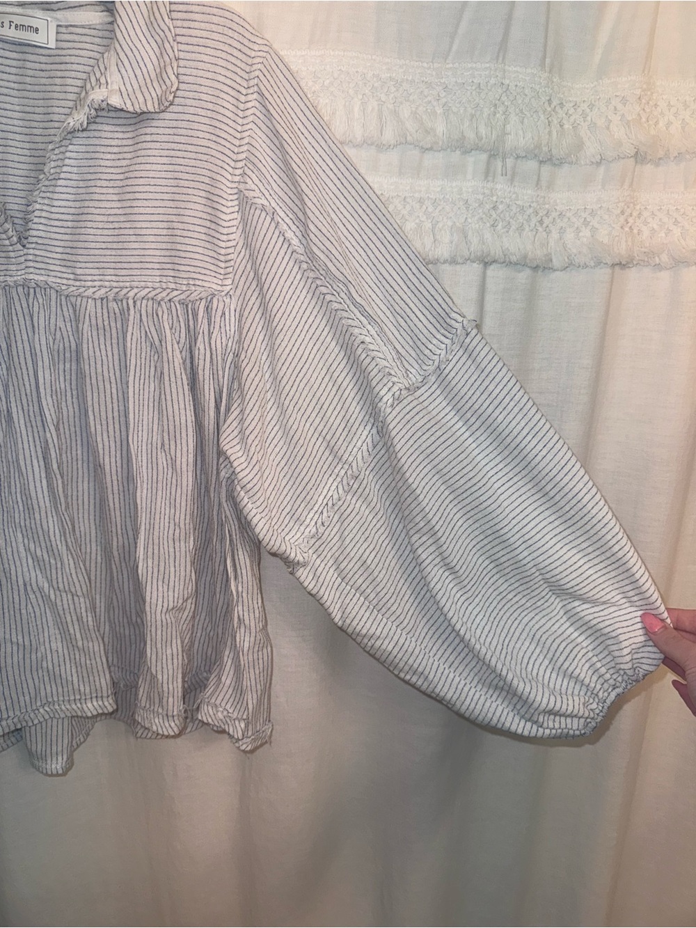 Ces Femme Cotton Striped Blouse - Picture 3 of 5